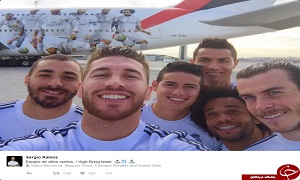سلفی بازیکنان رئال مادرید در کنار هواپیمای اختصاصی +تصاویر